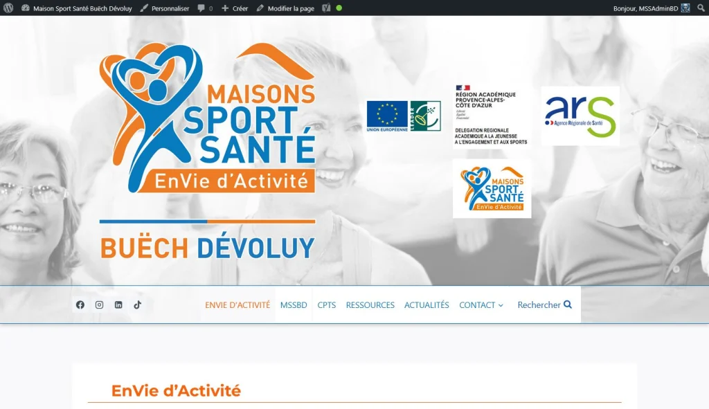 Capture d’écran du site Maison Sport Santé Buëch Dévoluy